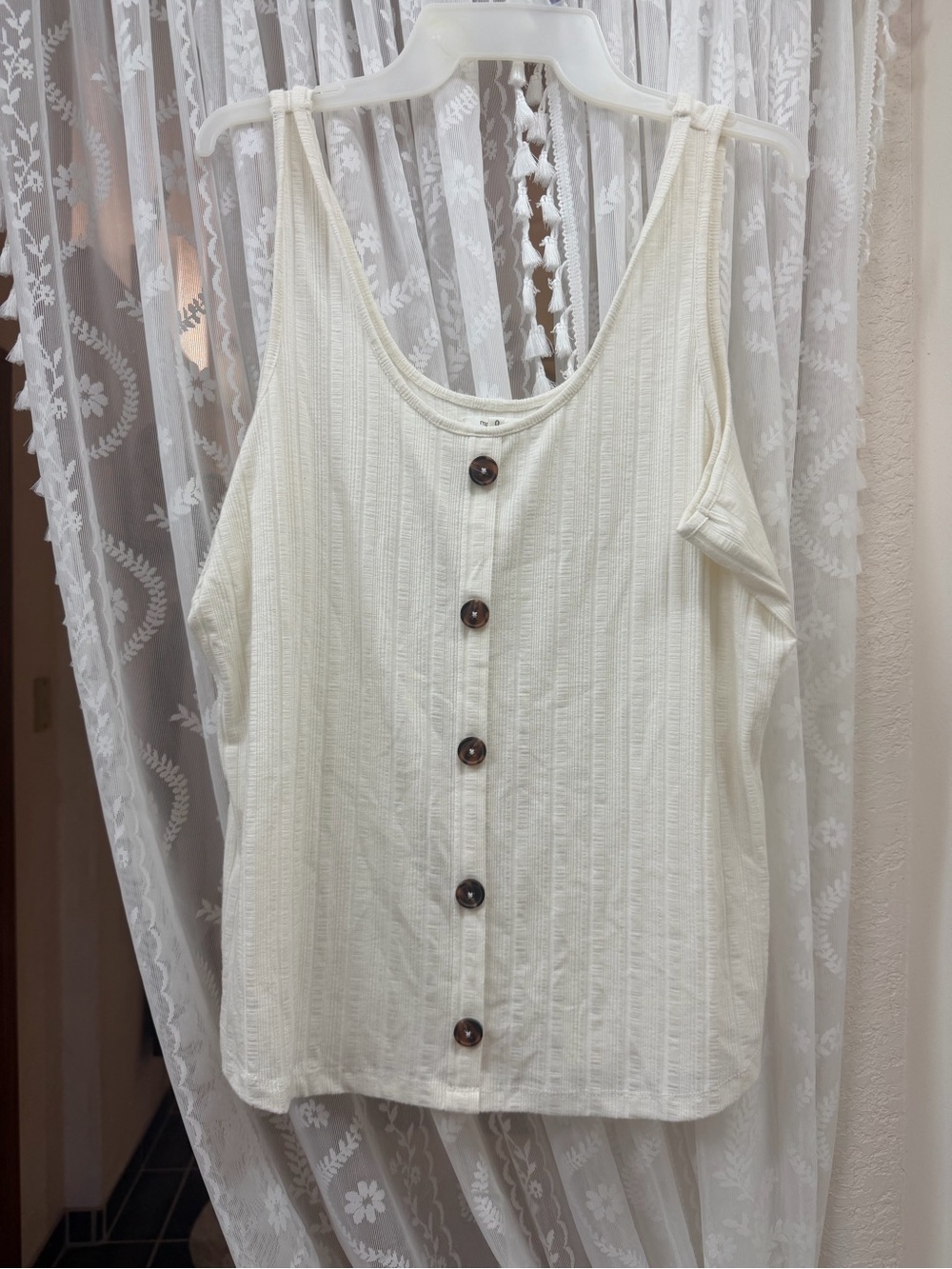 Maurices Cream Button-Front Ribbed Camisole - Picture 1 of 3